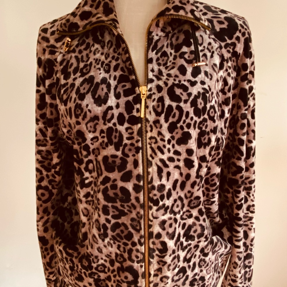 Jones NY Sport Women's Animal Print (Leopard) 100% Cotton Zip Jacket Size Medium - Picture 3 of 16
